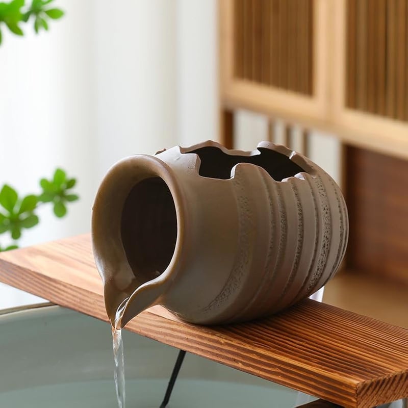 Andady Outdoor Garden Fountain Spitter Pond Water Feature Pump DIY Ceramic Pot Decoration (5.3 inch Color 1) - Image 1